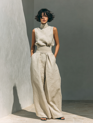 Maria | Minimalistisches Oberteil & Weite Hosen-Set für Damen
