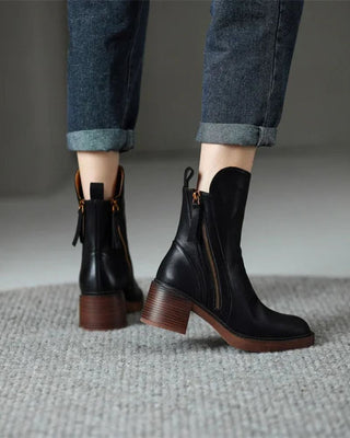 Sibylle | Leder Stiefeletten mit bequemem Absatz