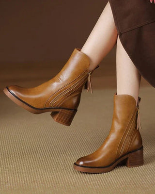 Sibylle | Leder Stiefeletten mit bequemem Absatz