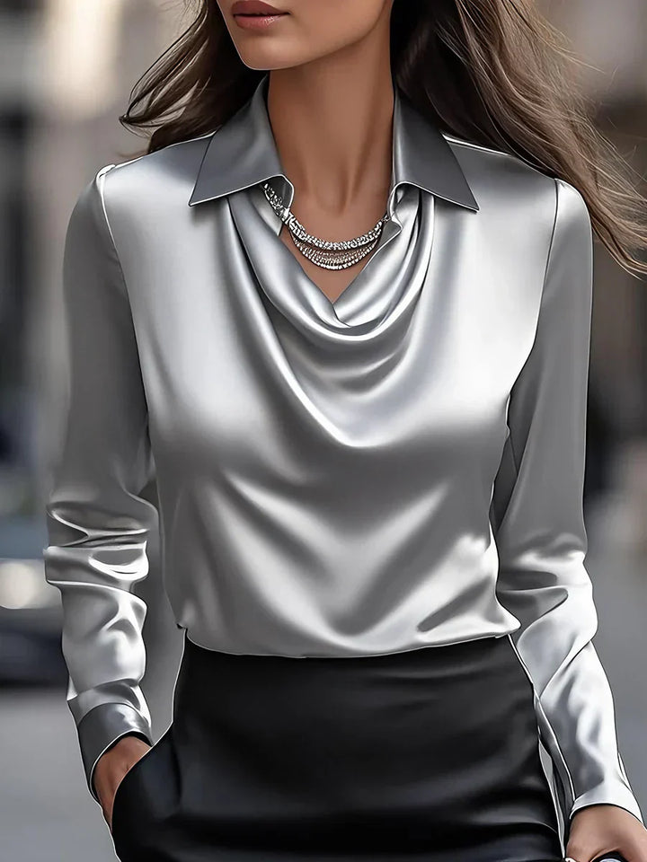 Demi - Elegante Bluse mit gerafftem Kragen
