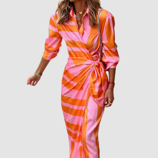 Cecilia™ Elegantes gestreiftes Kleid