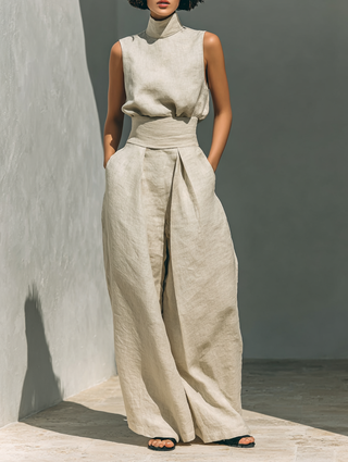 Maria | Minimalistisches Oberteil & Weite Hosen-Set für Damen
