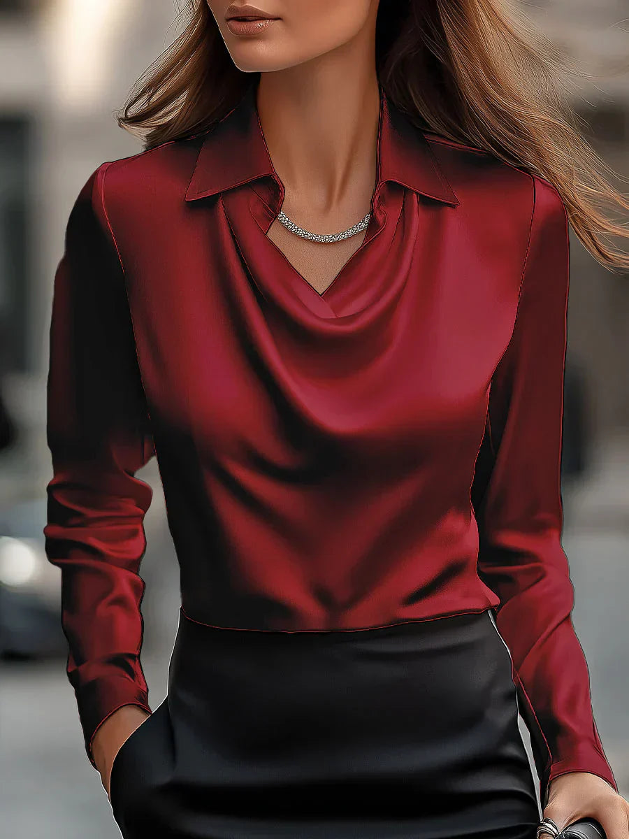 Demi - Elegante Bluse mit gerafftem Kragen