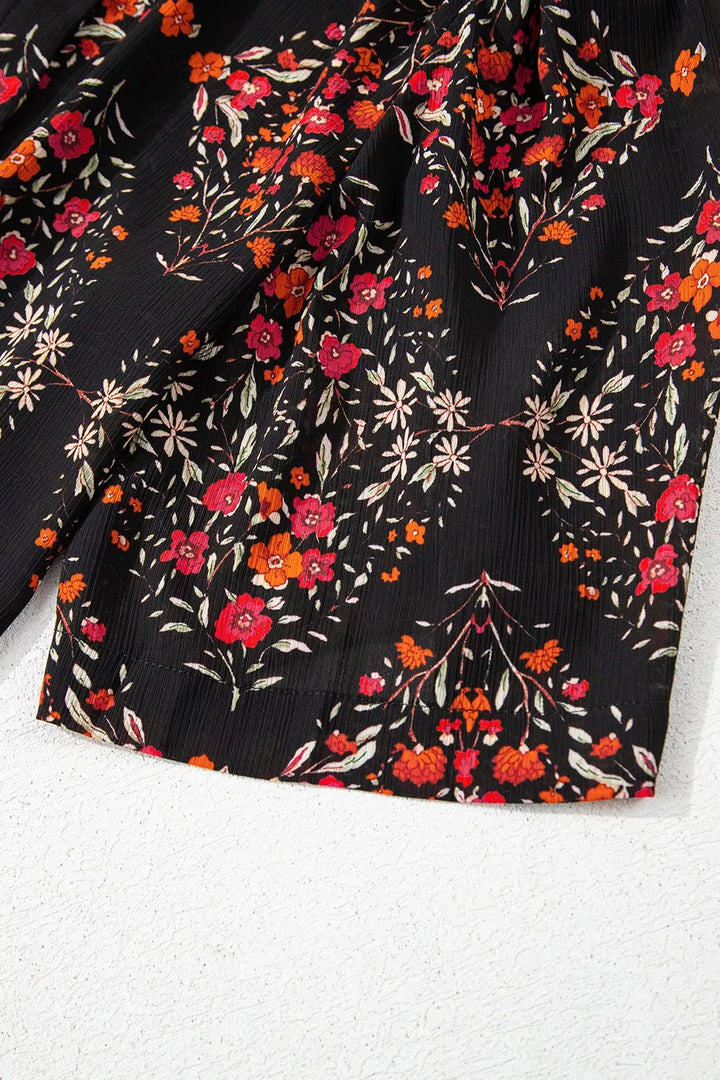 Vintage-Blumenmuster-Hemd mit Knopfdetails
