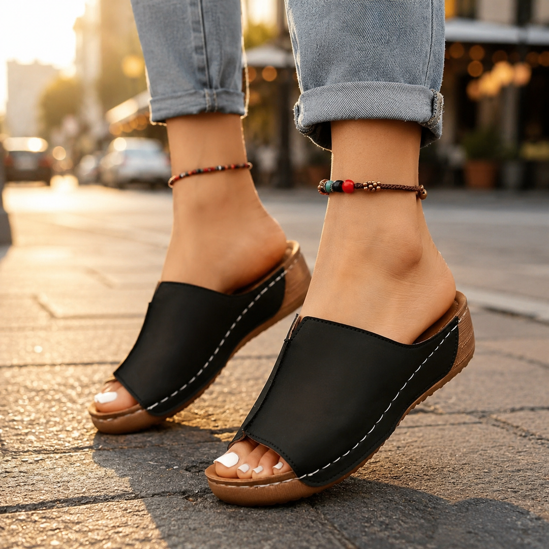 Roxelle Gepolsterte Wedge-Slide-Sandalen