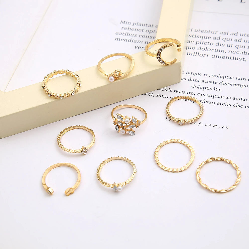 Edel | 10er-Pack böhmische Silber- und vergoldete Ringe