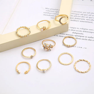Edel | 10er-Pack böhmische Silber- und vergoldete Ringe