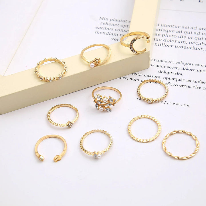 Edel | 10er-Pack böhmische Silber- und vergoldete Ringe