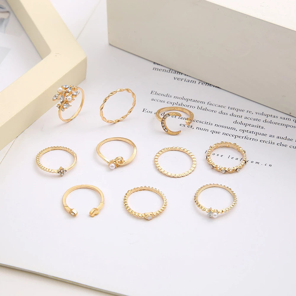 Edel | 10er-Pack böhmische Silber- und vergoldete Ringe