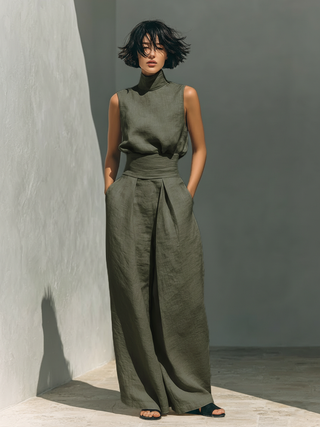 Maria | Minimalistisches Oberteil & Weite Hosen-Set für Damen