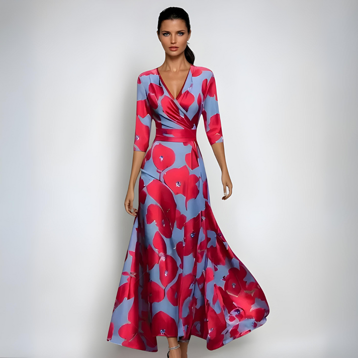 Hailey | Elegantes Wickel-Maxikleid mit floralem Print