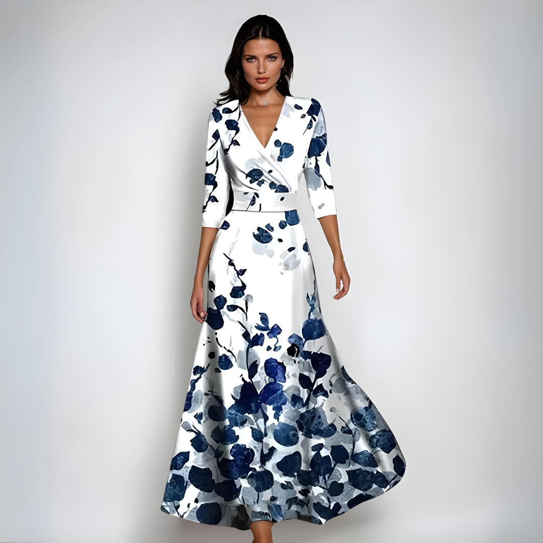Hailey | Elegantes Wickel-Maxikleid mit floralem Print