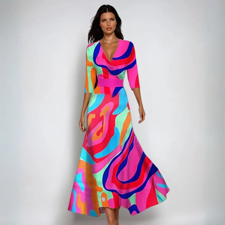 Hailey | Elegantes Wickel-Maxikleid mit floralem Print