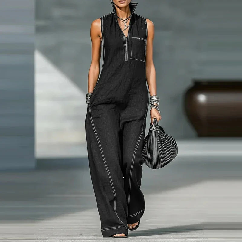 Brenda Ärmelloser Jumpsuit mit weitem Schnitt