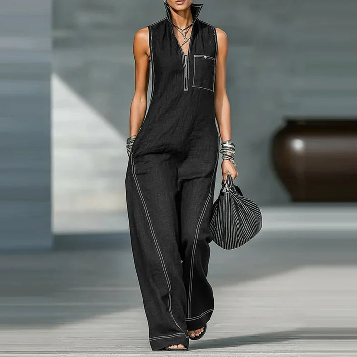 Brenda Ärmelloser Jumpsuit mit weitem Schnitt
