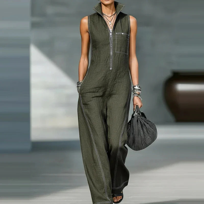 Brenda Ärmelloser Jumpsuit mit weitem Schnitt