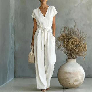Carol V-Neck Jumpsuit Set
