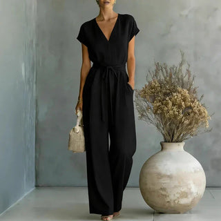 Carol V-Neck Jumpsuit Set