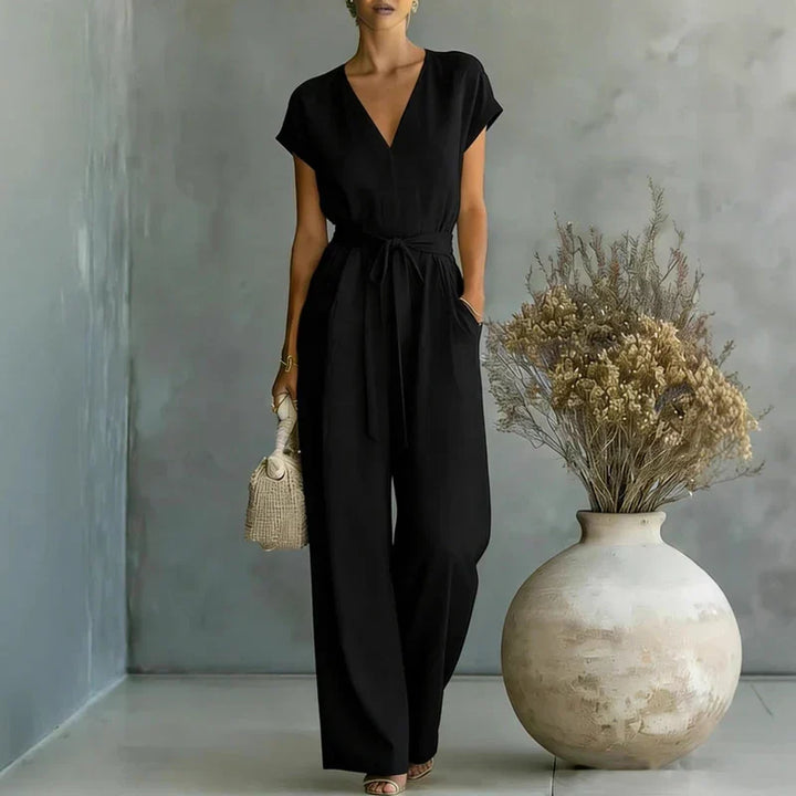 Carol V-Neck Jumpsuit Set