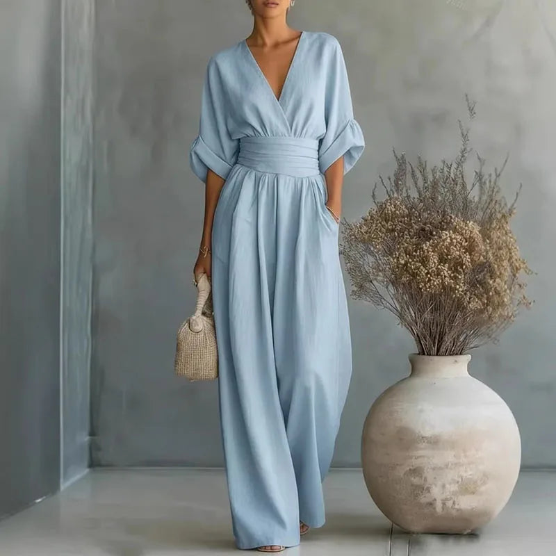 Helena V-Neck Summer Jumpsuit