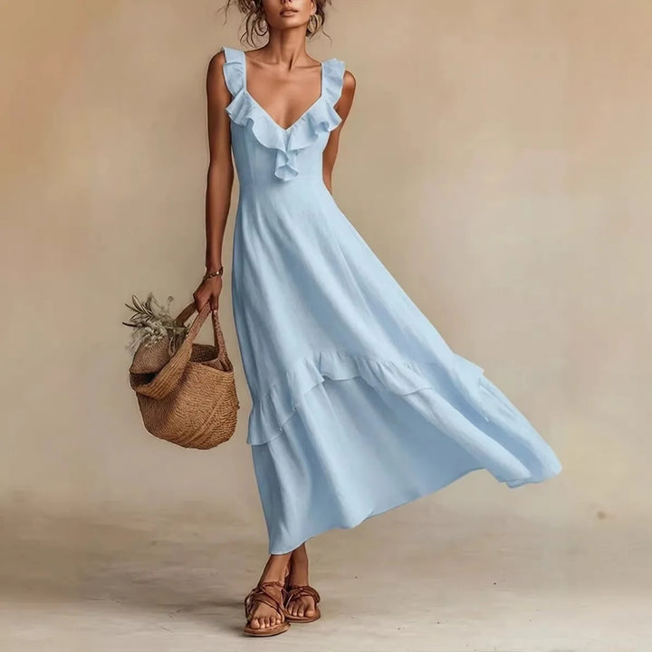 Zarina Maxi-Kleid mit Fließendem Rüschendesign