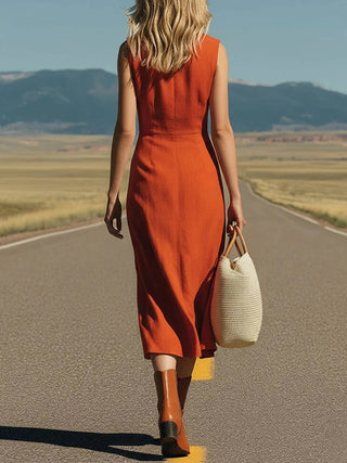 Ginnie Luftiges Midi-Kleid mit Knopfdetails