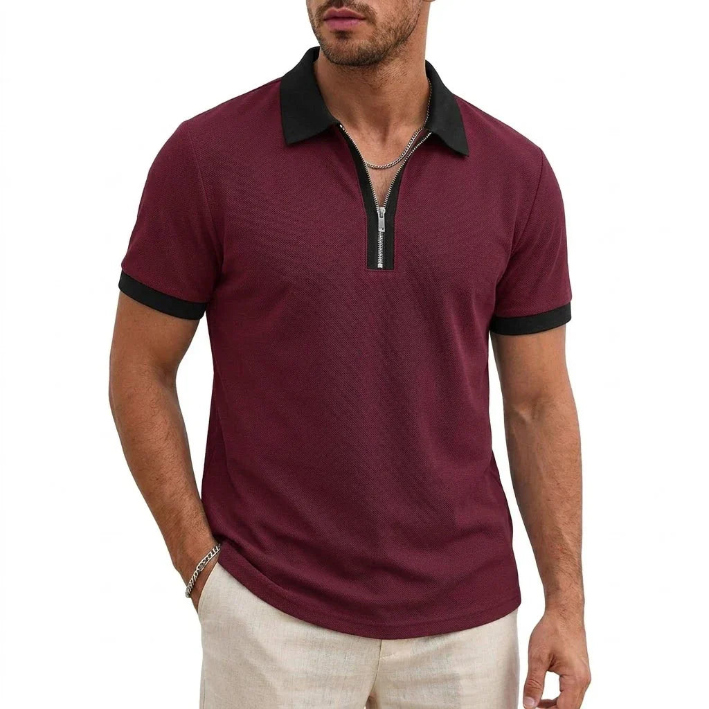 David Atmungsaktives Polo-Shirt mit Reißverschluss