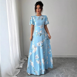 Elsinora Fließendes A-Linien Maxikleid mit floralem Muster