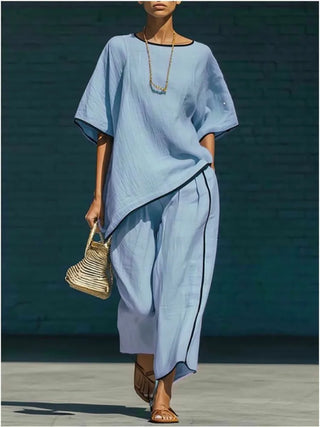 Cecelia Linen Cropped Pants Ensemble