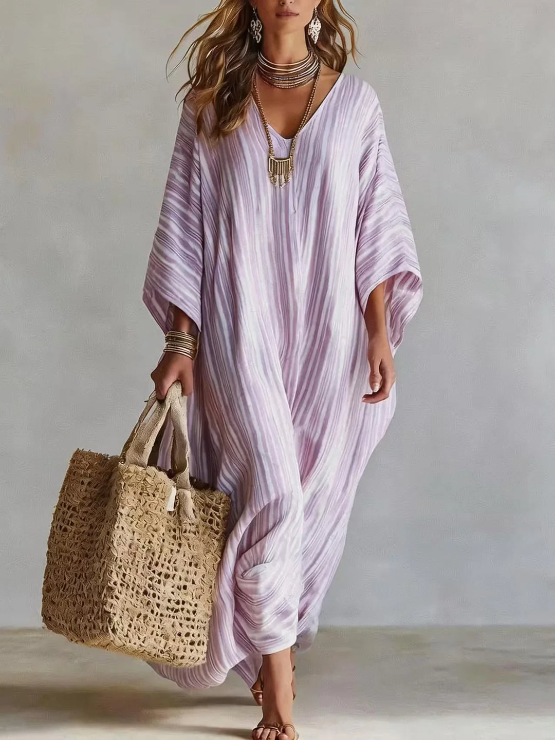 Gestreiftes Leinen-Sommerkleid von Monica