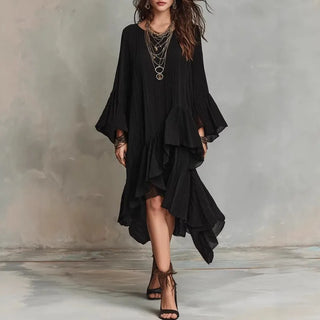 Samira Midi-Kleid mit fließendem Rüschendesign