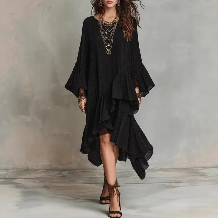 Samira Midi-Kleid mit fließendem Rüschendesign