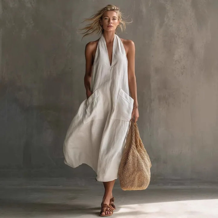 Greta Linen Halter Maxi Dress