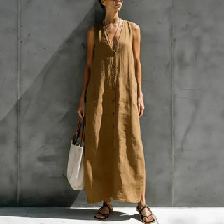 Finley Langärmliges Leinen Sommerkleid