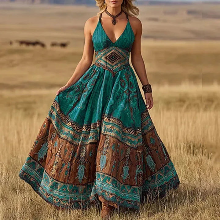 Calisara Bedrucktes Maxi-Kleid mit Empire-Taillierung