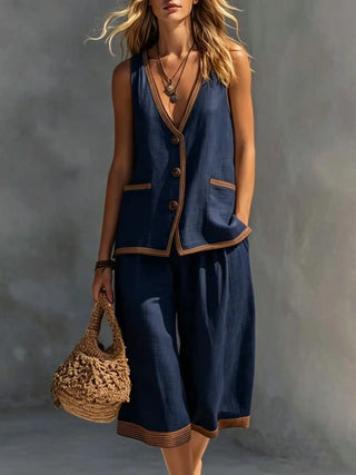 Thalina Atmungsaktives Capri-Hosen-Set für Damen
