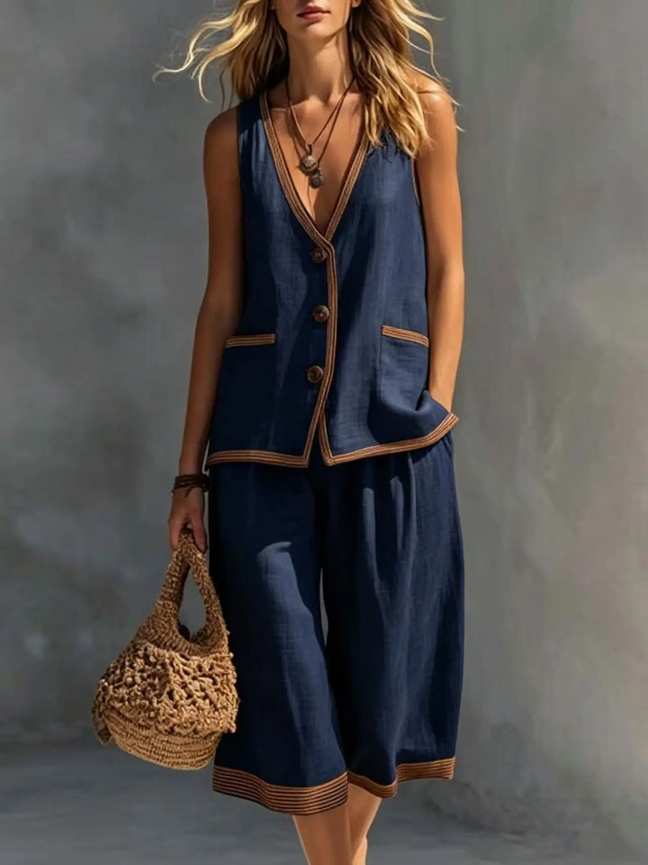 Thalina Atmungsaktives Capri-Hosen-Set für Damen
