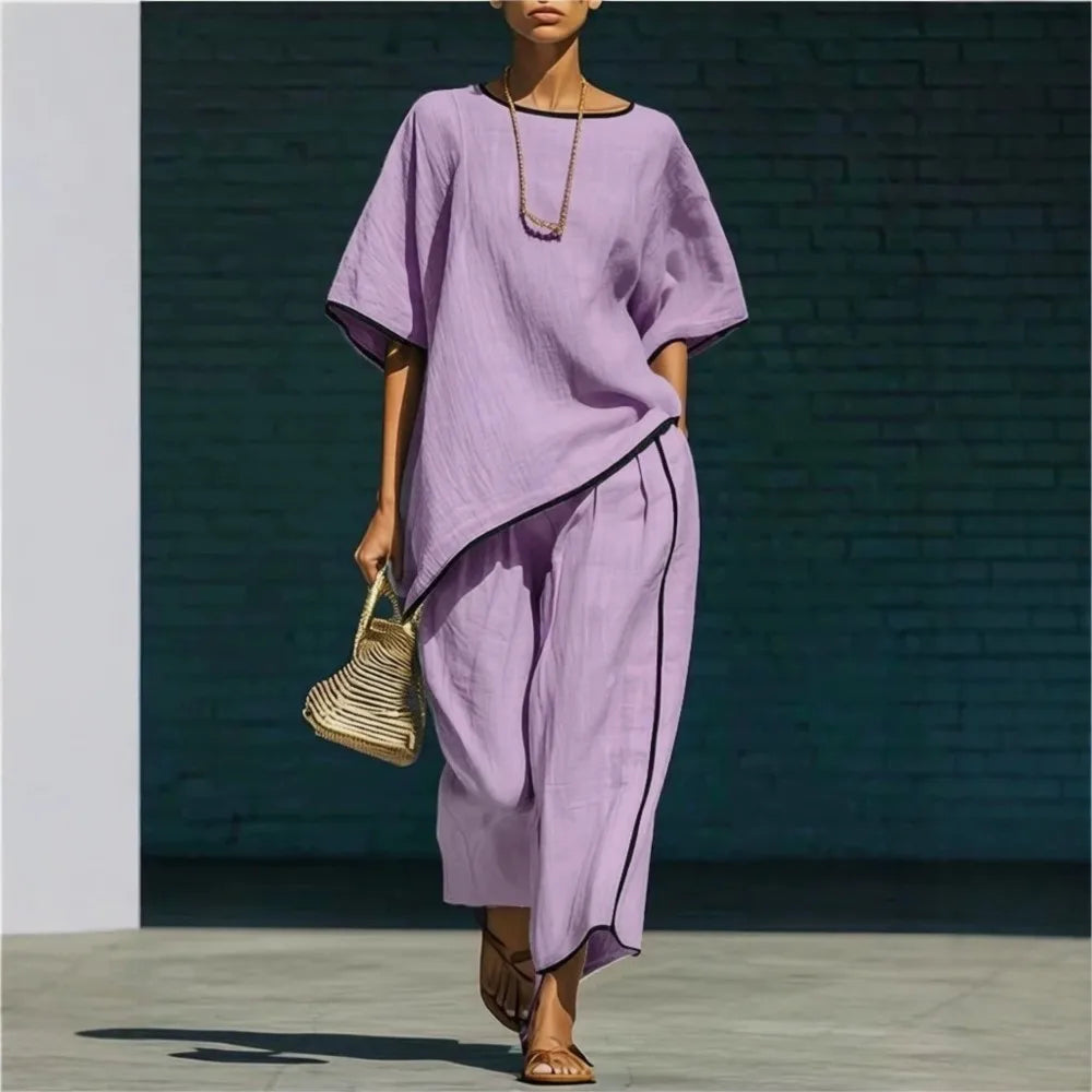 Cecelia Linen Cropped Pants Ensemble