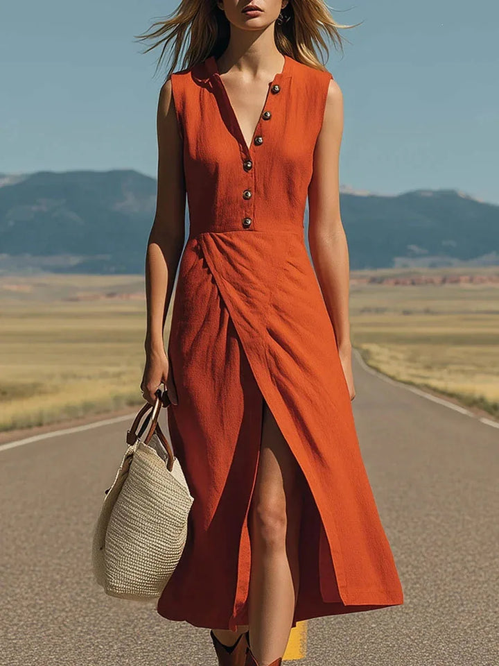 Ginnie Luftiges Midi-Kleid mit Knopfdetails