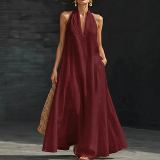 Darlene Fließendes Leinen Maxi-Kleid
