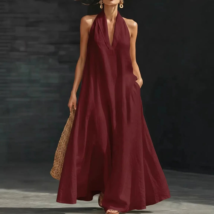 Darlene Fließendes Leinen Maxi-Kleid