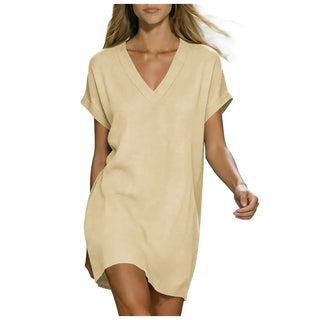 Amara V-Neck Linen Shirt Dress