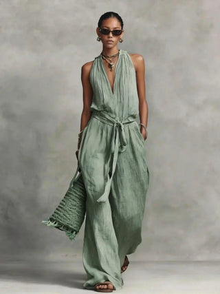 Zephira Front Tie Wide-Leg Jumpsuit