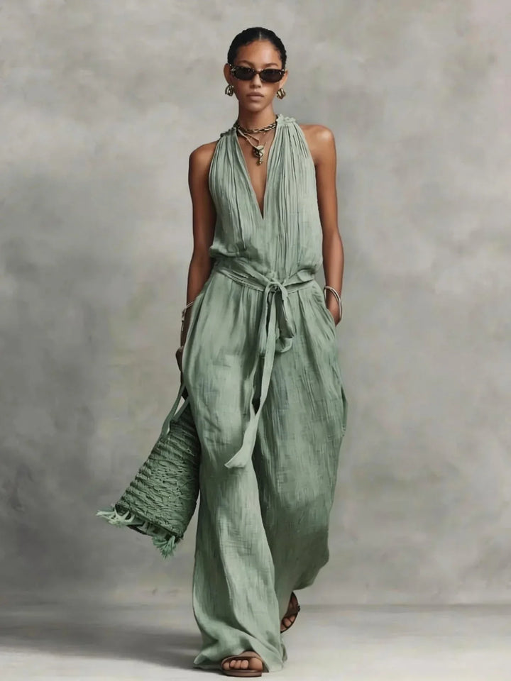 Zephira Front Tie Wide-Leg Jumpsuit
