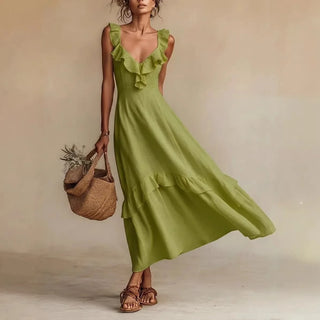 Zarina Maxi-Kleid mit Fließendem Rüschendesign