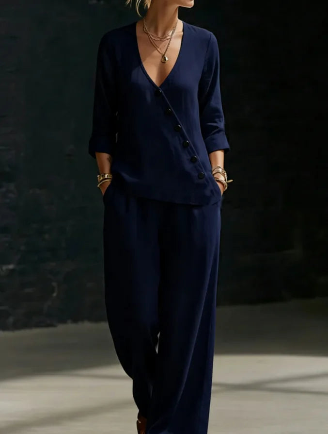Amberline Relaxed Wide-Leg Pants Set