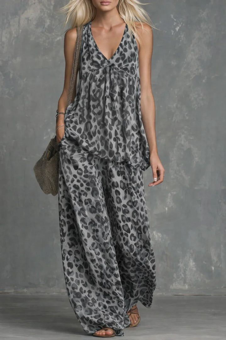Zelira V-Ausschnitt Leopardenmuster-Set