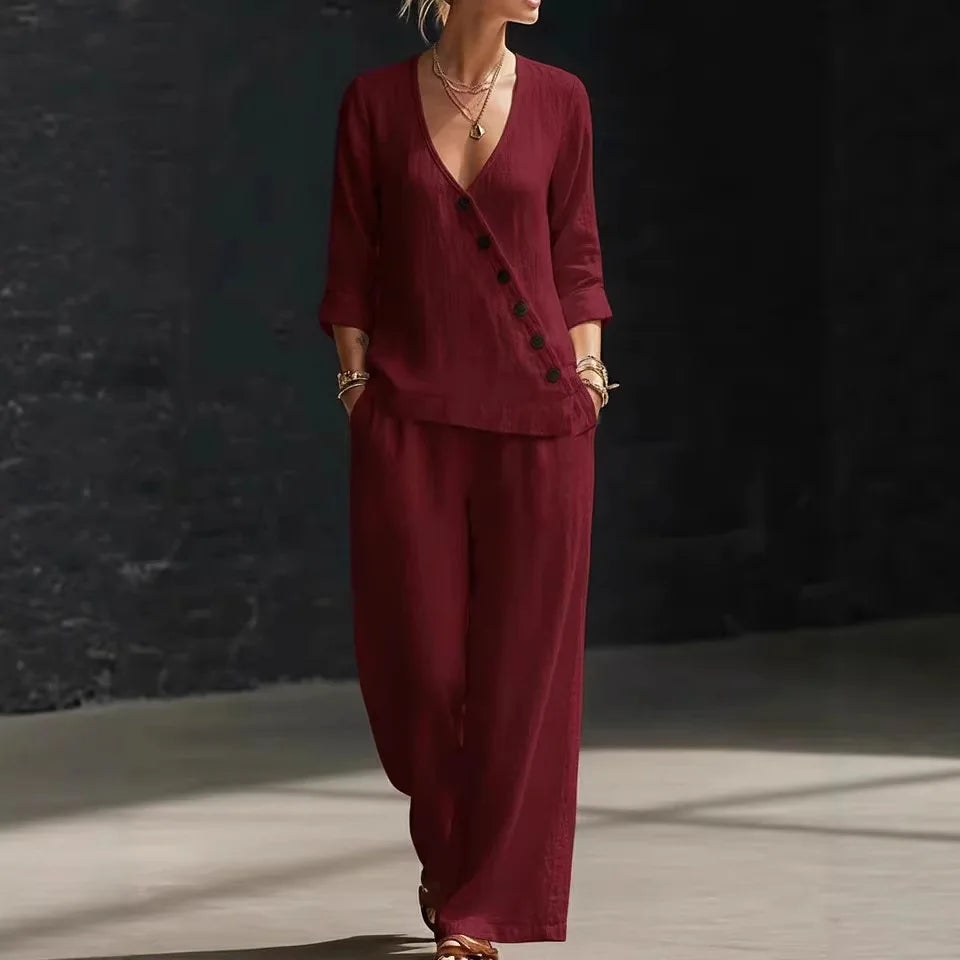 Amberline Relaxed Wide-Leg Pants Set