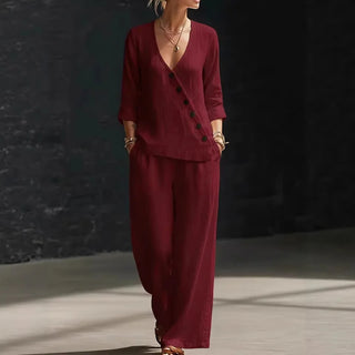 Amberline Relaxed Wide-Leg Pants Set