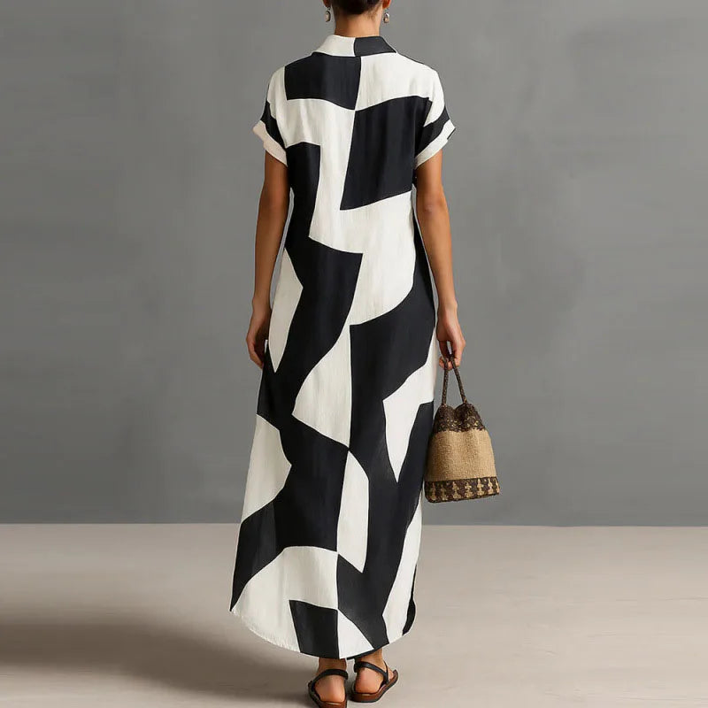 Victoria Bedrucktes Maxikleid mit Knopfleiste